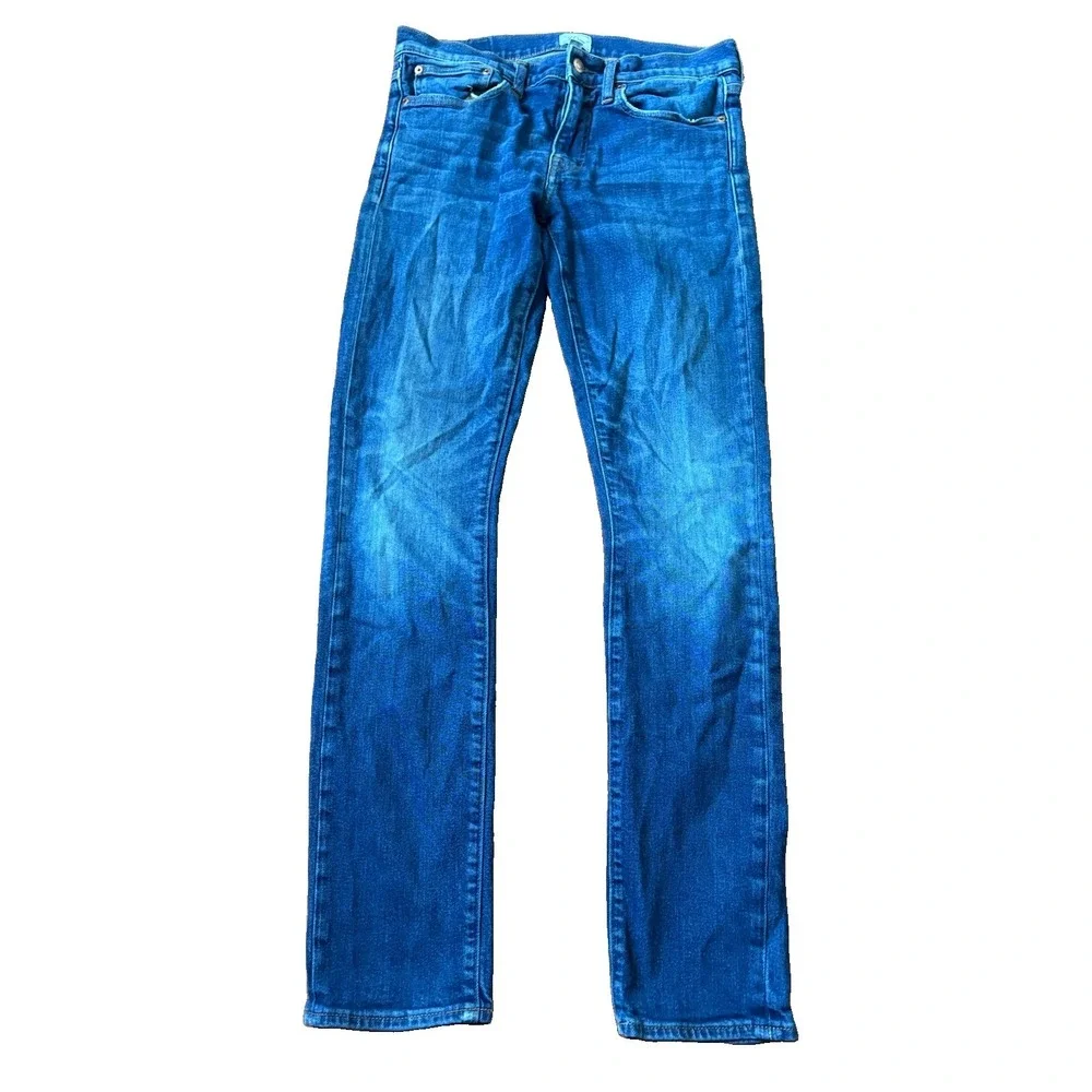 J.Crew 250 Skinny Jeans Mens 31x34 Blue Stretch Kurabo Japanese Denim